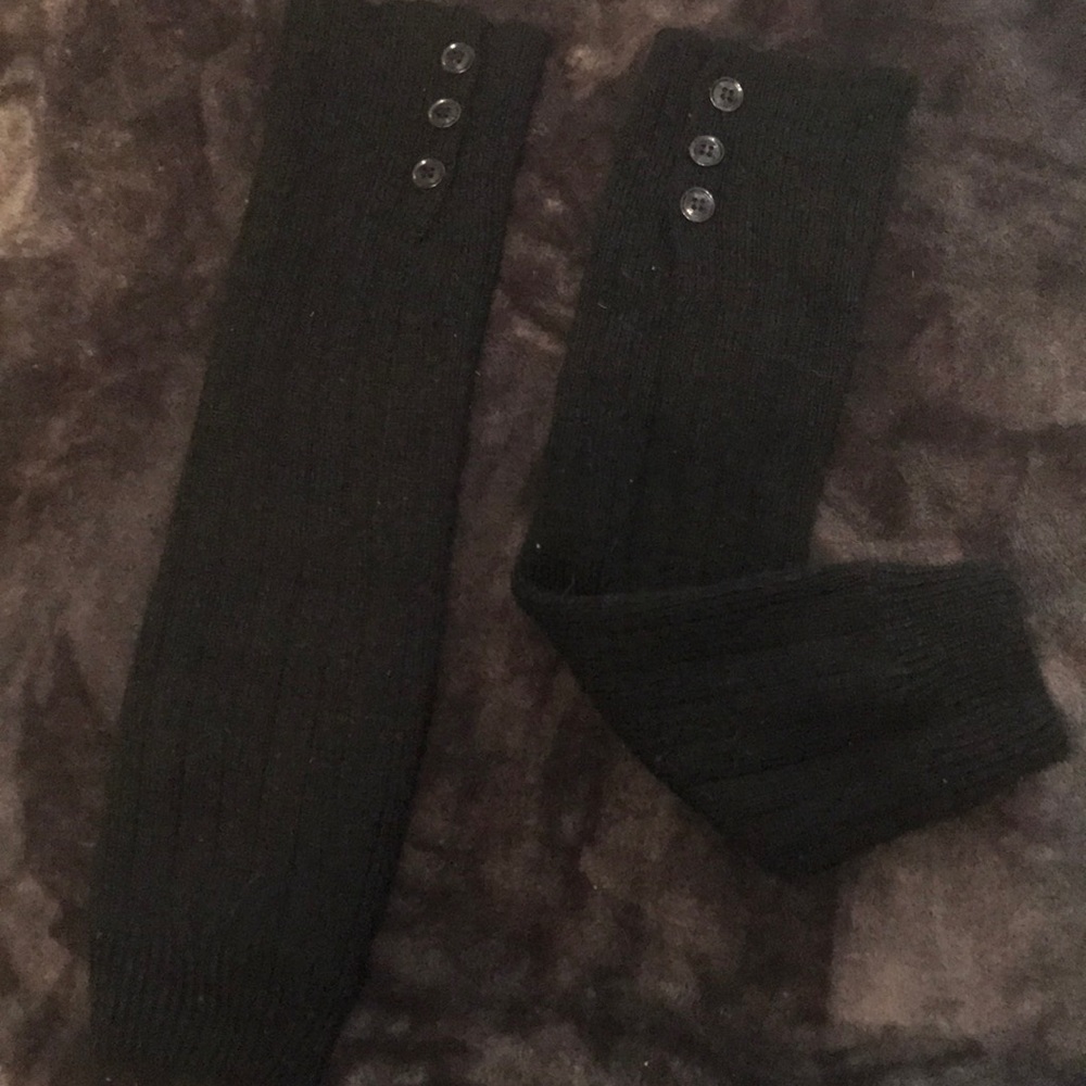 Black Leg Warmers with Buttons